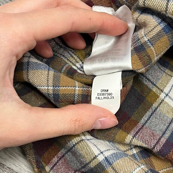 Eddie Bauer Red Yellow Tartan Plaid Mens 2XL Long Sleeve Flannel Button Up Shirt - Picture 10 of 10